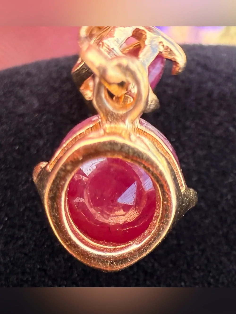 18K Gold Over Sterling Silver Ruby & Diamond Crescent Dangle Earrings 3.08 CTW